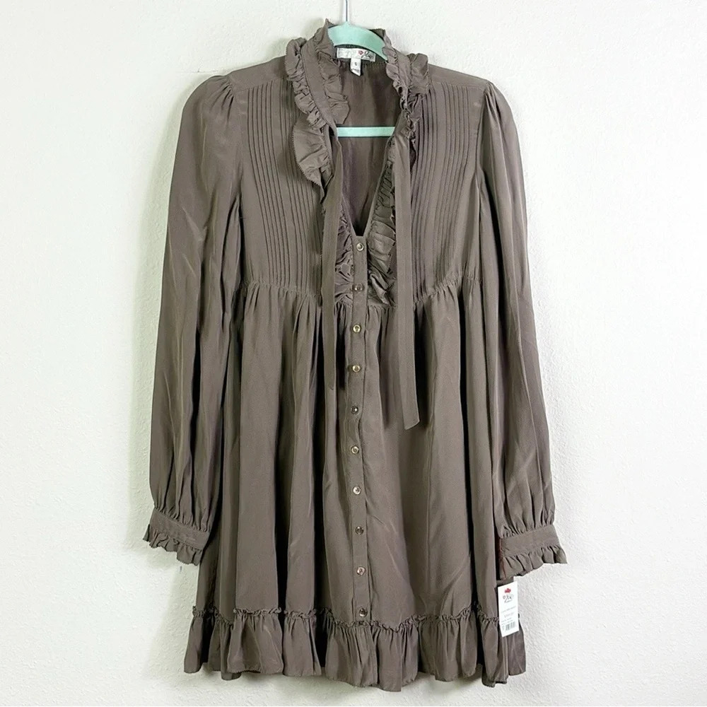 NWT Vintage Joie 100% Silk “Lover Her Madly” Babydoll Ruffle Dress Size small